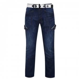 Airwalk Belted Cargo Jeans Mens - Mid Wash