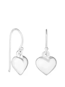 Simply Silver Sterling Silver 925 Puff Heart Drop Earrings, Silver, Women