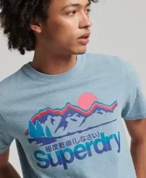 Superdry Mens Great Outdoors T-Shirt Blue / Desert Sky Blue Grit - Size: XL