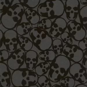 Barbara Hulanicki Black Skulls Textured Wallpaper