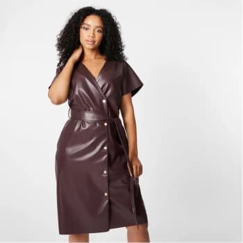 Biba BIBA PU Midi Dress - Berry