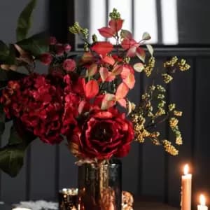 Crossland Grove Peony Velvet Stem With Leaves Ruby (3pk) 690mm