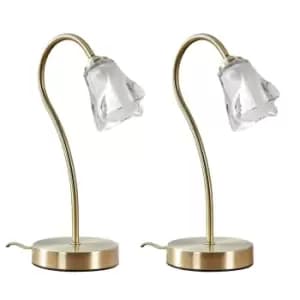 Swan Neck Pair of Gold Table Lamp