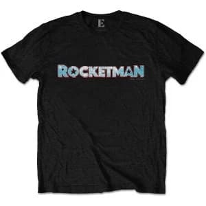 Elton John - Rocketman Movie Logo Unisex Large T-Shirt - Black