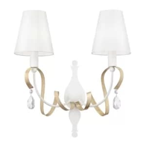 Intreccio Wall Candle Lamp White with Gold, 2 Light, E14