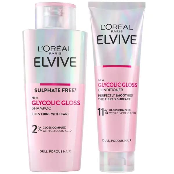 LOreal Paris Elvive Glycolic Gloss Shampoo and Conditioner Set for Dull Hair