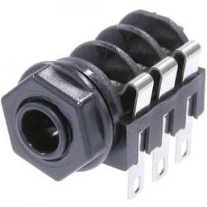 6.35mm audio jack Socket horizontal mount Number of pins 3 Stereo Black Neutrik NMJ6HC S