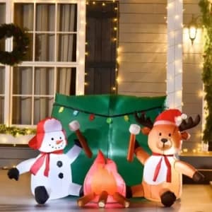 Christmas Time 3.5FT Christmas Inflatable Snowman with Deer Outdoor Home Garden Decoration