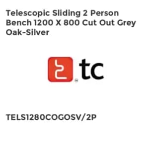 TC Group Telescopic Sliding 2 Person Bench 1200 x 800 Cut Out Grey Oak-Silver