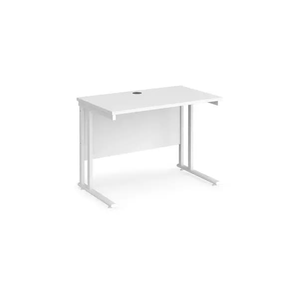 Maestro 25 Straight Desk White Frame and White Table Top - 1000mm