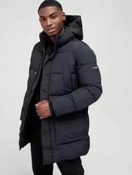 Calvin Klein Crinkle Nylon Long Length Padded Coat - Black Size M Men
