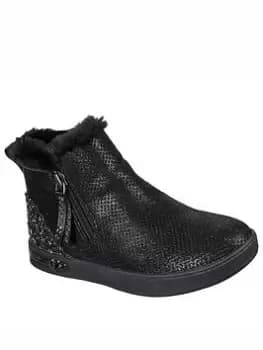 Skechers SHOUTOUTS COZY SHINES CHELSEA BOOTIES, Black, Size 12 Younger