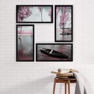 SET_051 Multicolor Decorative Framed Painting (4 Pieces)