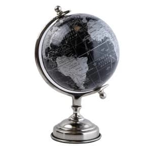 Medium Decorative Globe Black and Silver 26cm