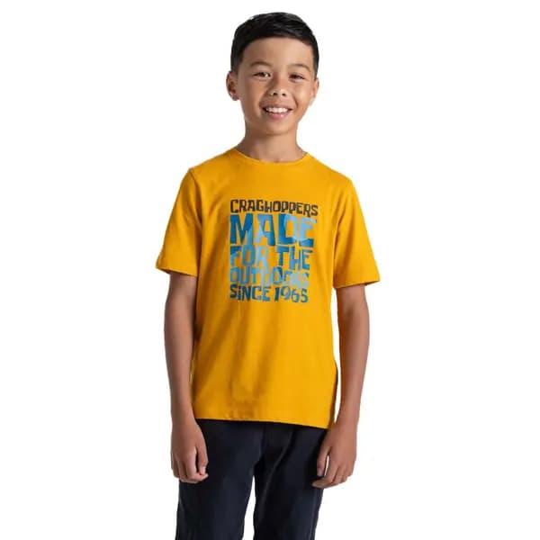 Craghoppers Boys Ellis Organic Short Sleeved T Shirt 11-12 years - Chest 29.5-31' (75-79cm) Yellow CKT596B-L76-11