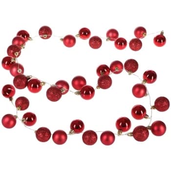 Xmas Fairy Lights Chain with Christmas Baubles - 2m - Timer Function Red