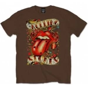 Rolling Stones Tongue & Stars Brown Mens T Shirt: Small