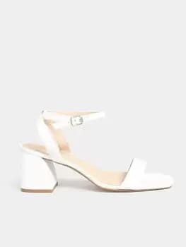 Yours Wide Fit Mid Block Heel Sandal Two Strap White, Size 4E, Women