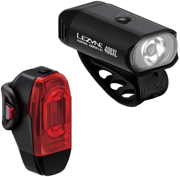 Lezyne Mini Drive 400XL and KTV Drive+ Front and Rear Light Set PAIR Black