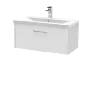 Hudson Reed Juno 800mm Wall Hung Single Drawer Vanity & Mid-Edge Basin - White Ash