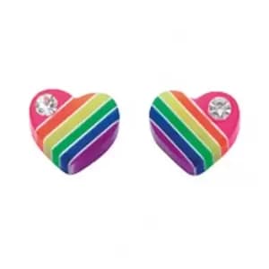Beginnings Sterling Silver A872 Multi Colour Heart Stud Earrings