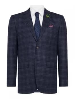 Ted Baker Mens Nevos Tight Lines Check Jacket Blue