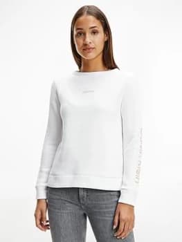 Calvin Klein Zebra Organic Logo Fleece Sweatshirt - White Size XS Women