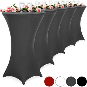 5x Fitted High Bar Cocktail Table Cloth Covers SPANDEX Lycra Stretch Wedding 5er Set Ø60cm / bordeaux rot (de)