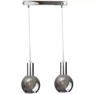 Keter Supra Bar Pendant Ceiling Light Silver, 50cm, 2x E27