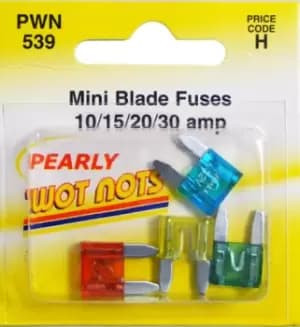 Fuses - Mini Blade - Assorted - Pack Of 4 PWN539 WOT-NOTS