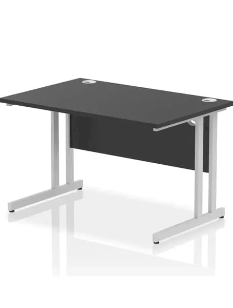 Impulse Impulse 1200 x 800mm Straight Office Desk Black Top Silver Cantilever Leg IRDC12SBLK