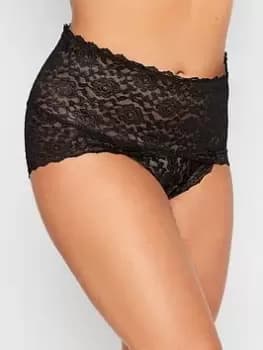 Yours High Shine Lace Deep Waistband Full Briefs Black, Size 14-16, Women