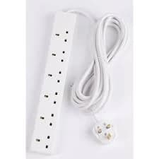 SMJ Electrical 6 Way 13Amp Trailing Socket Extension Lead, 2m - White