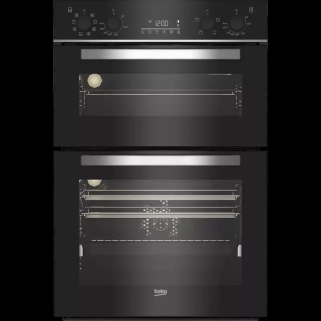 Beko RecycledNet BBDM243BOC Built In Electric Double Oven - Black / Glass - A/A Rated