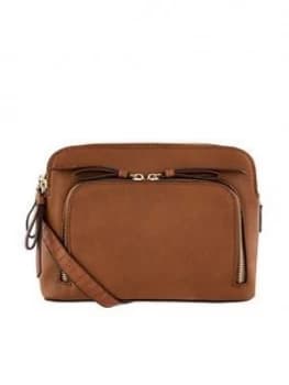 Accessorize Taylor Double Zip Cross Body Bag - Tan