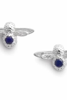 Celebration Stones Silver & Lapis (September) Bee Stud Earrings OBJAME103