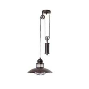 Winch 1 Light Dome Ceiling Pendant Brown, E27