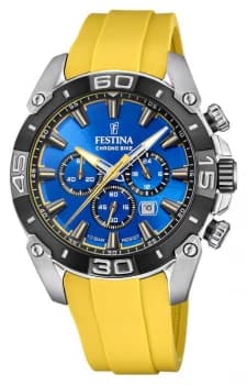 Festina Chronobike 2021 Blue Dial yellow Silicone Strap Watch