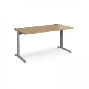 TR10 height settable straight desk 1600mm x 800mm - silver frame and