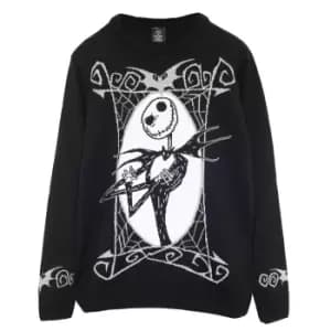 Nightmare Before Christmas Mens Jack Skellington Portrait Knitted Jumper (3XL) (Black)