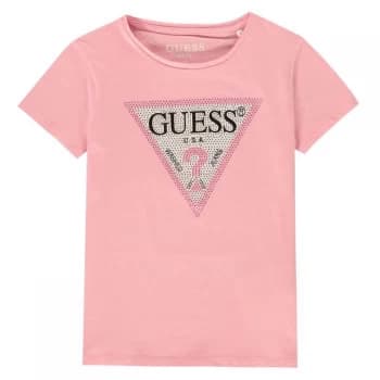 Guess Glitter Triangle T Shirt - Gum Pink G6Q5