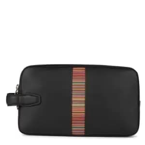 Paul Smith Paul Smith Leather 'Signature Stripe' Wash Bag - Black