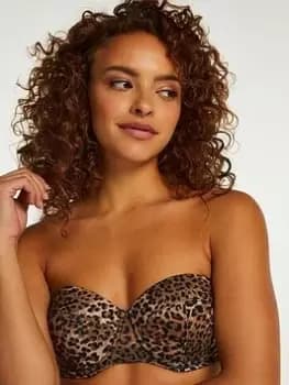 Hunkemoller Animal Padded Bikini Top, Brown, Size 34A, Women