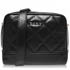 DKNY Soft Leather Zip Top Bag - BLK GLD BGD