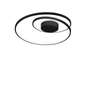 Oz LED Decorative Swirl Integrated LED Semi Flush Light Black, 3000K