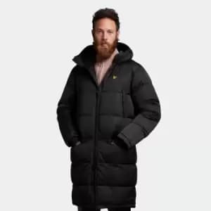 Mens Longline Wadded Jacket - Jet Black - S