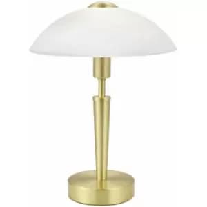 Table Lamp Brass Matt Touch on & off Shade White Satinized Glass Bulb E14 1x60W