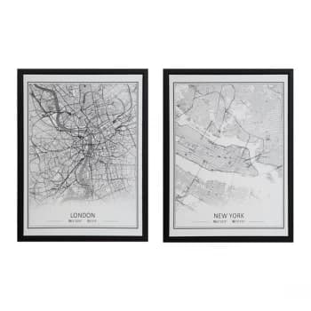 Framed Canvas Print - London & New York (One Random Supplied)