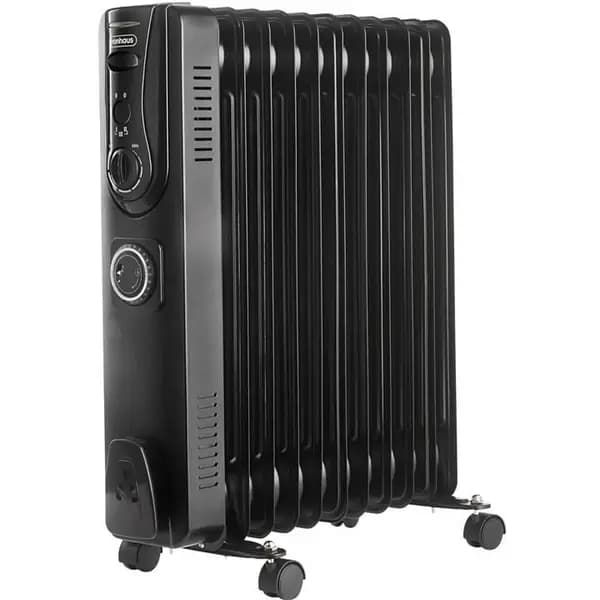 VonHaus 11 Fin Oil Filled Radiator White with Timer - Black One Size