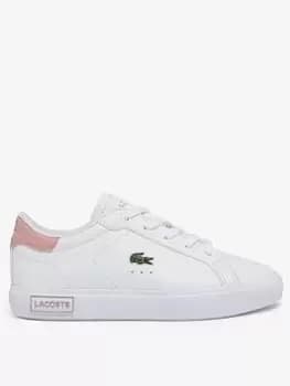 Lacoste Infant Powercourt 0721 Trainers, White/Pink, Size 3 Younger